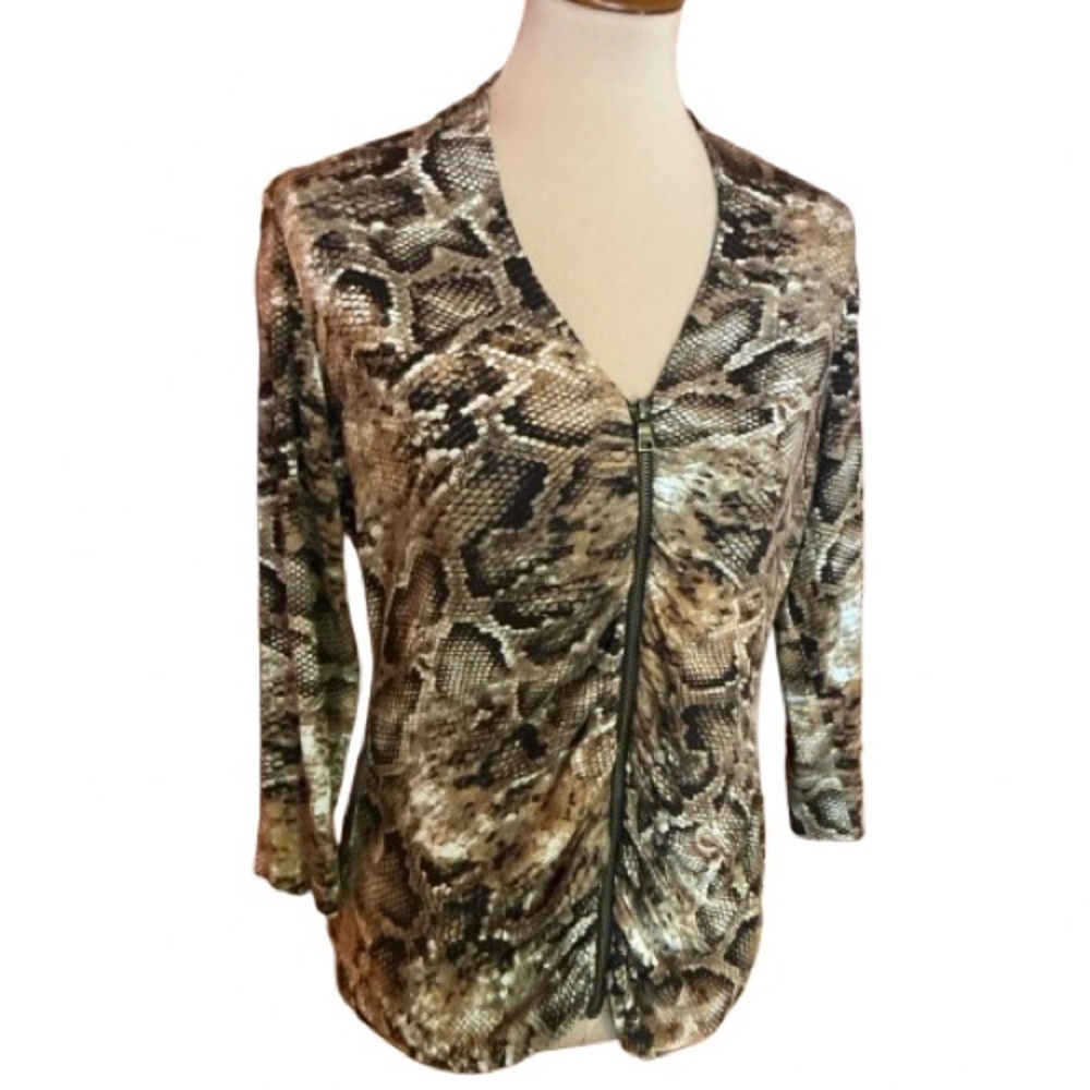 Vintage Y2K snakeskin zip down coverup top